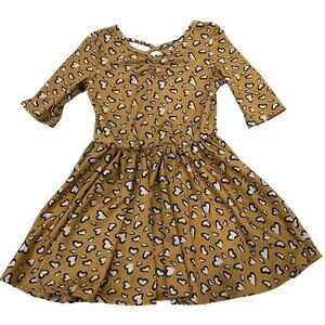 DotDotSmile Toddler Girls Leopard Brown White Heart Print Skater Dress 2T
